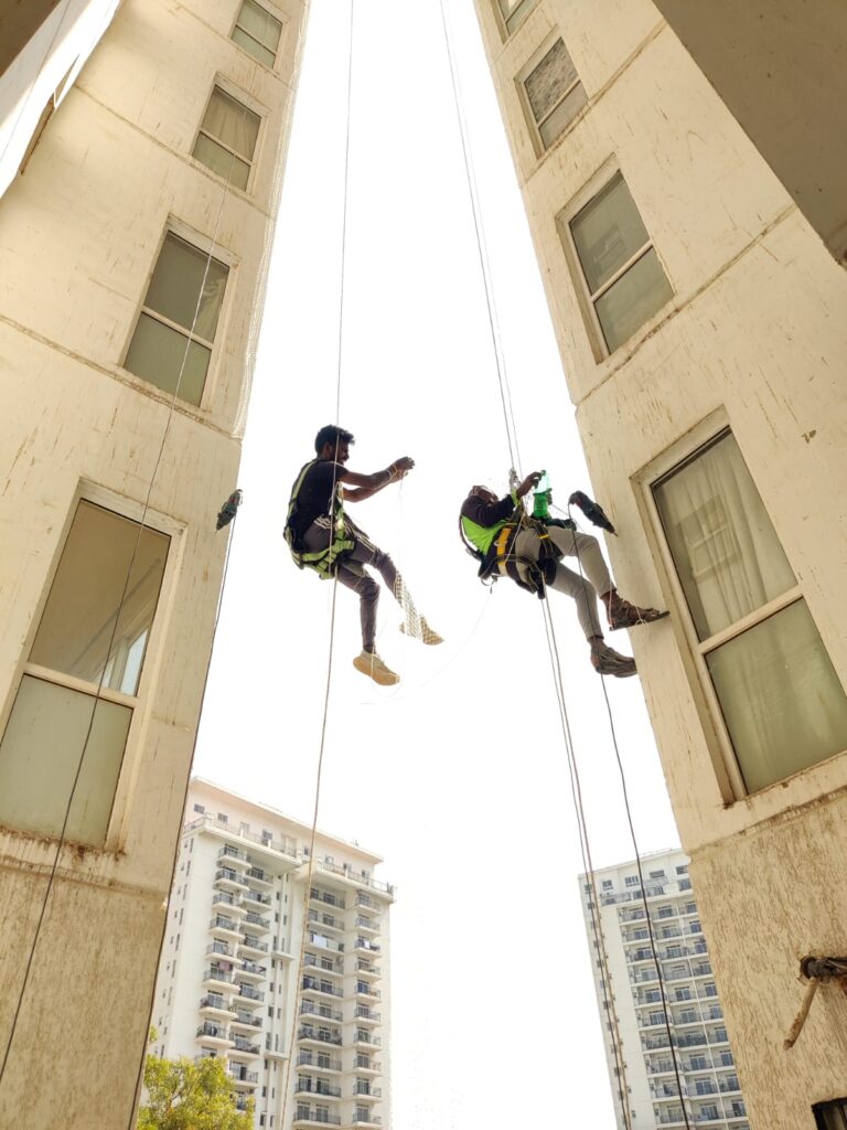 Installation of duct area pigeon nets on Bangalore buildings for effective bird control